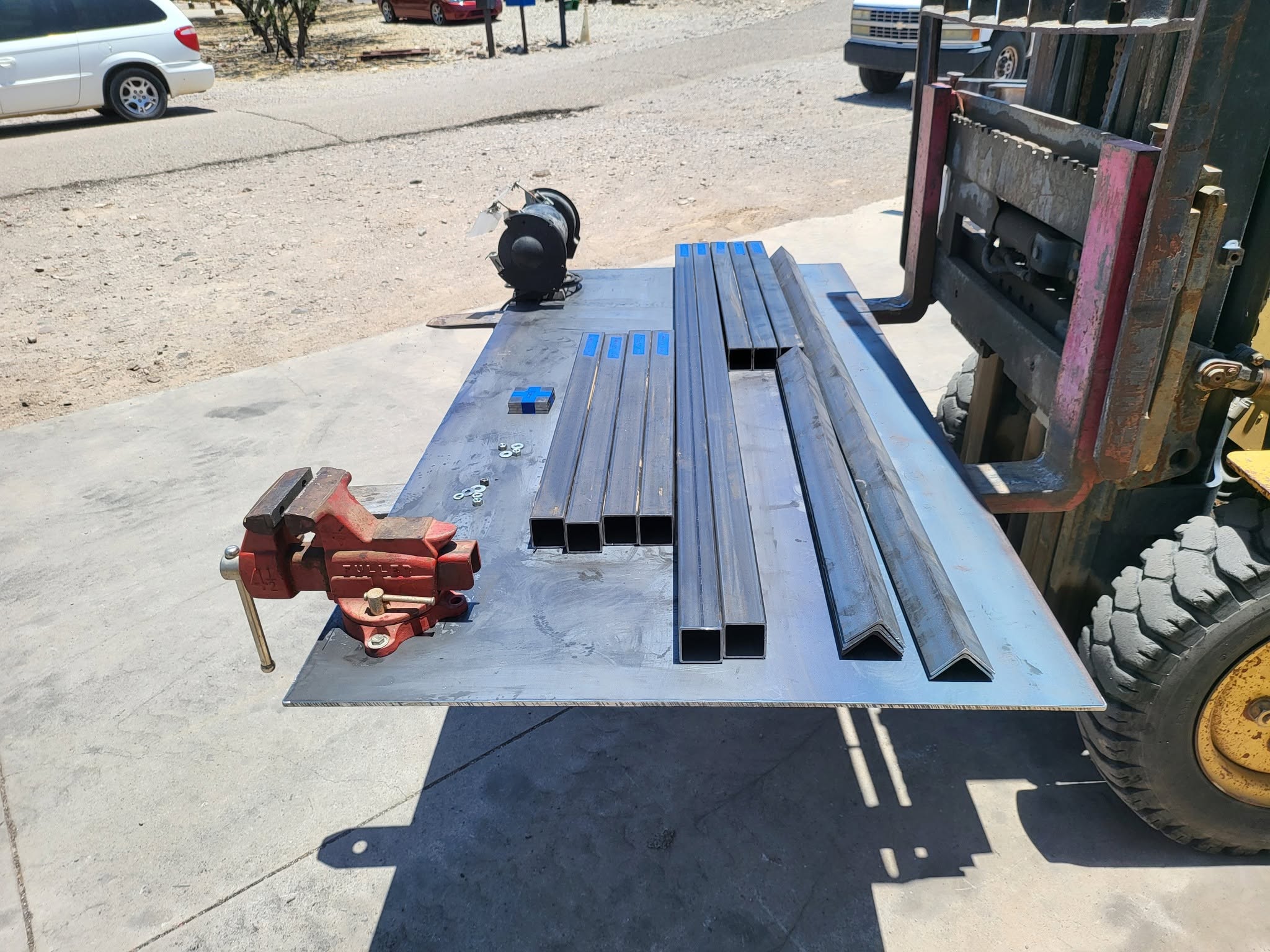 Steel tube and stock prepared at Peck's Welding