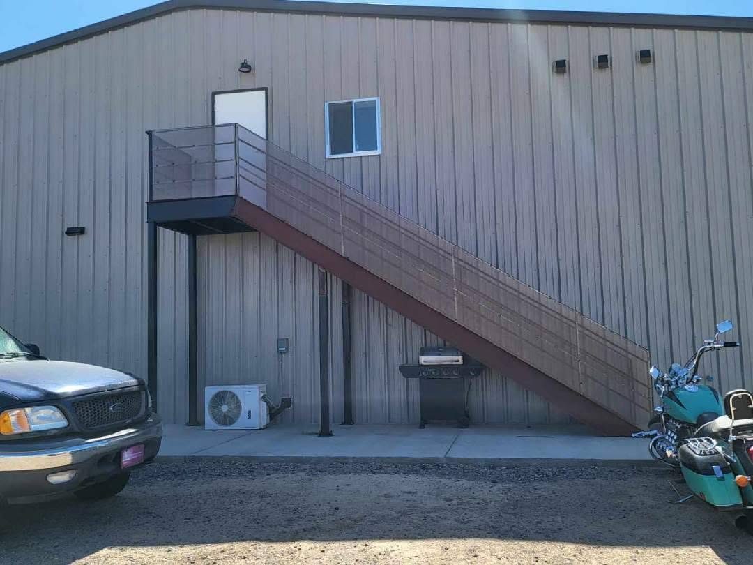 Exterior steel stairs fabricated by Peck's Welding